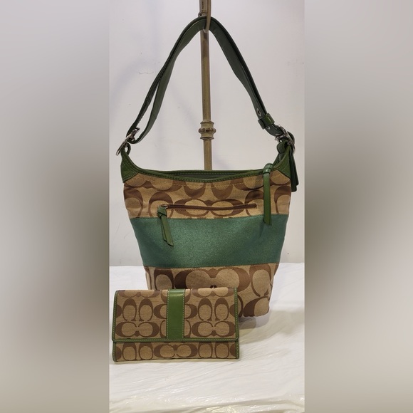 Coach Handbags - 💎Price Drop...COACH signature Rugby duffle bag with matching wallet. F13362